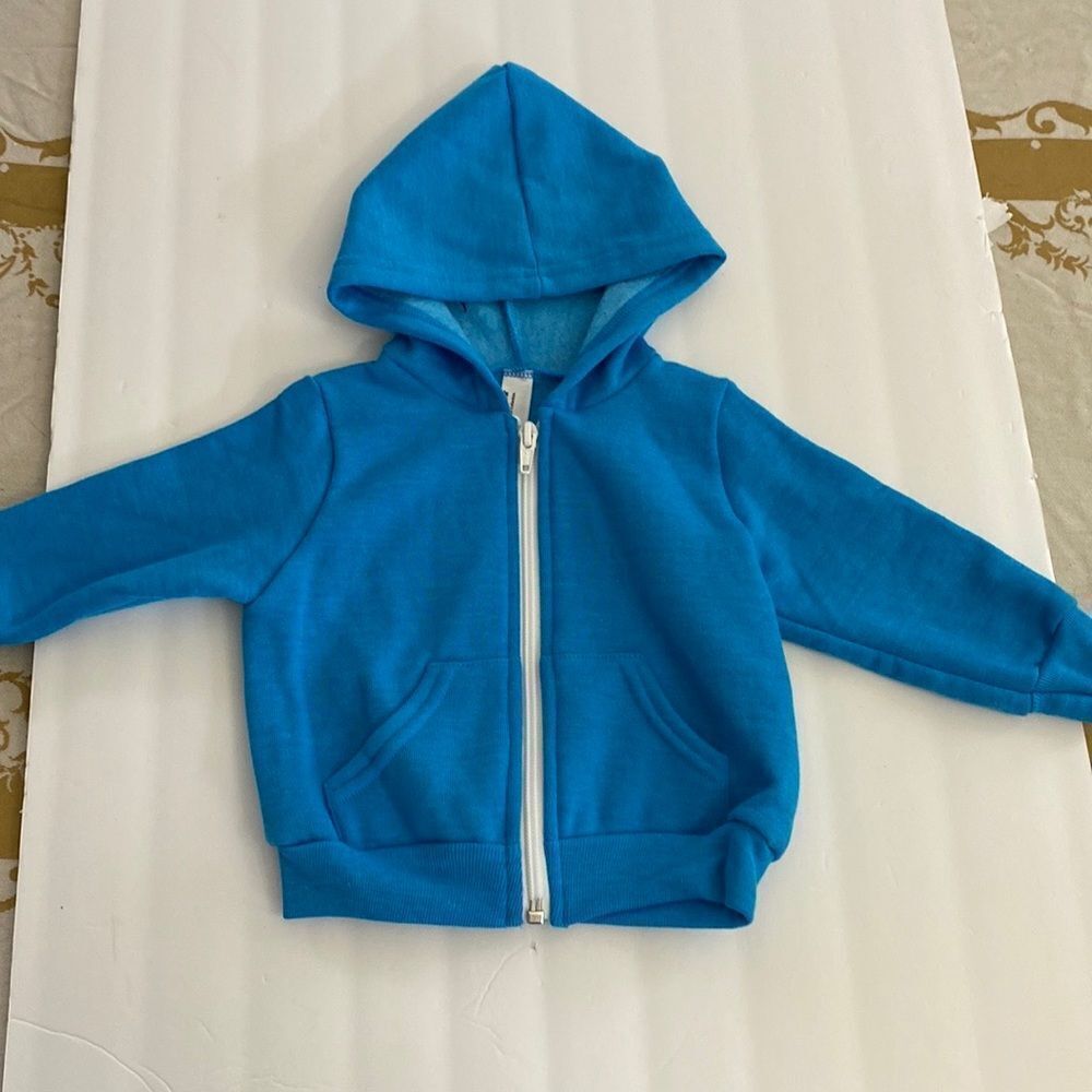 American Apparel turquoise hoodie zipper pockets 50 % cotton 50 polyester 2pack